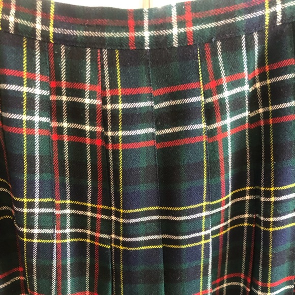 Vintage Brooks Brothers Pleated Plaid Wool Midi Skirt Size 10/12 Made in USA - Picture 3 of 7